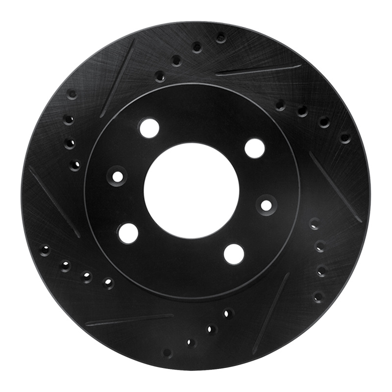 Dodge Verna Brake Rotor (1) - Front Left - R1 Concepts - Drilled & Slotted - Black - `03-`06